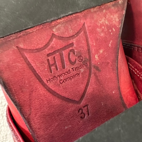 HTC Hollywood Trading Company Folded Cowboy Ankle Boots in Burgundy Sz 37 / 7 US - Picture 10 of 15